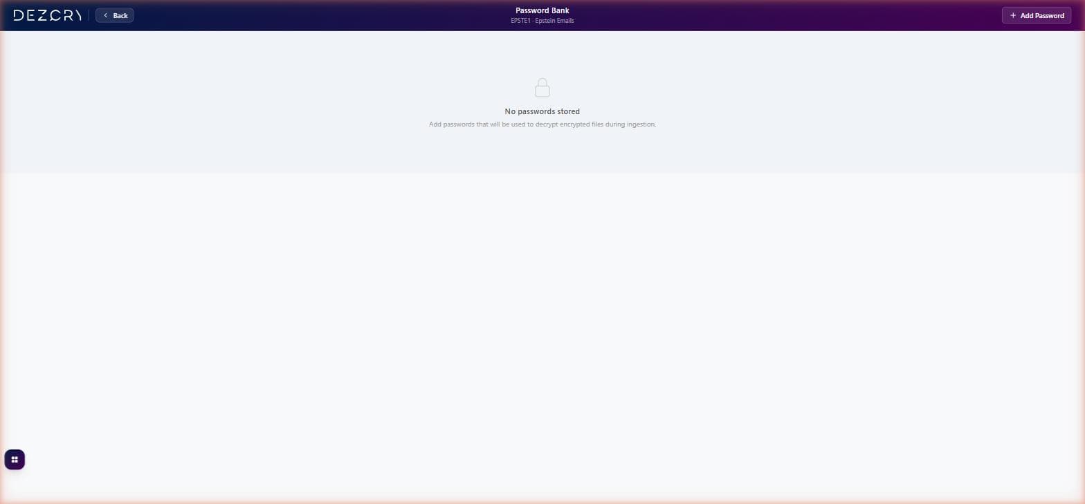 Password Bank page with Add Password button